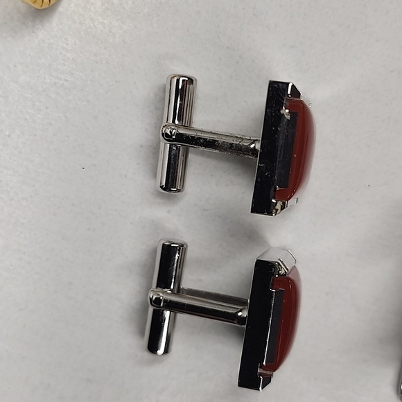 Unbranded Cufflinks set with orange Square  🟧 stone - Picture 8 of 8